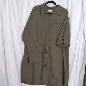 Columbia Omni-shade sun protection shirtdress, 2X, stone green